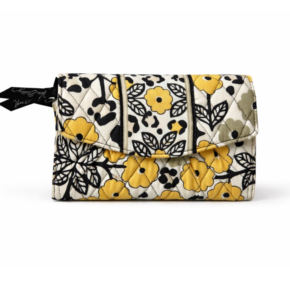 Vera Bradley GO WILD Crossbody STRAP WALLET Organizer Purse Clutch Clear ID